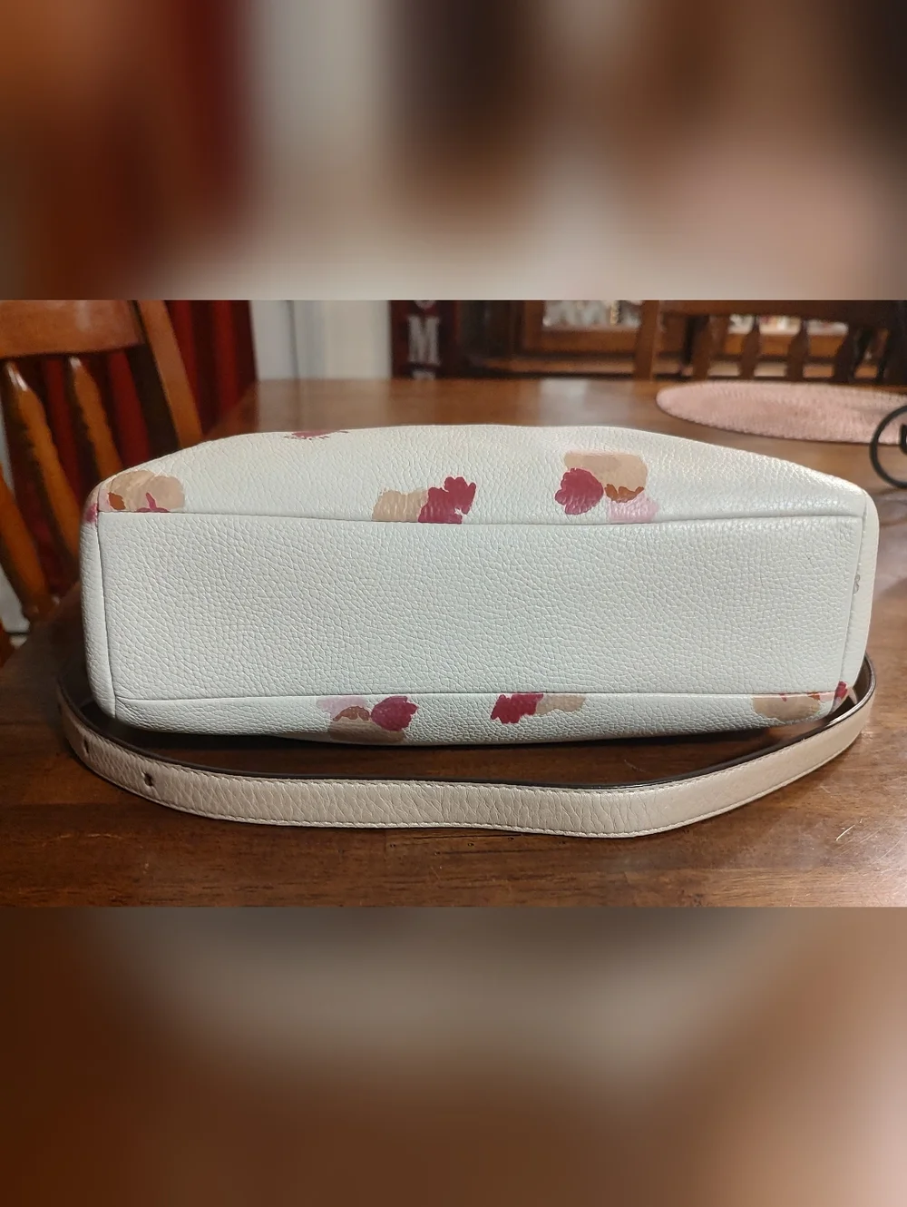 Coach White Floral Pebbled Leather Satchel